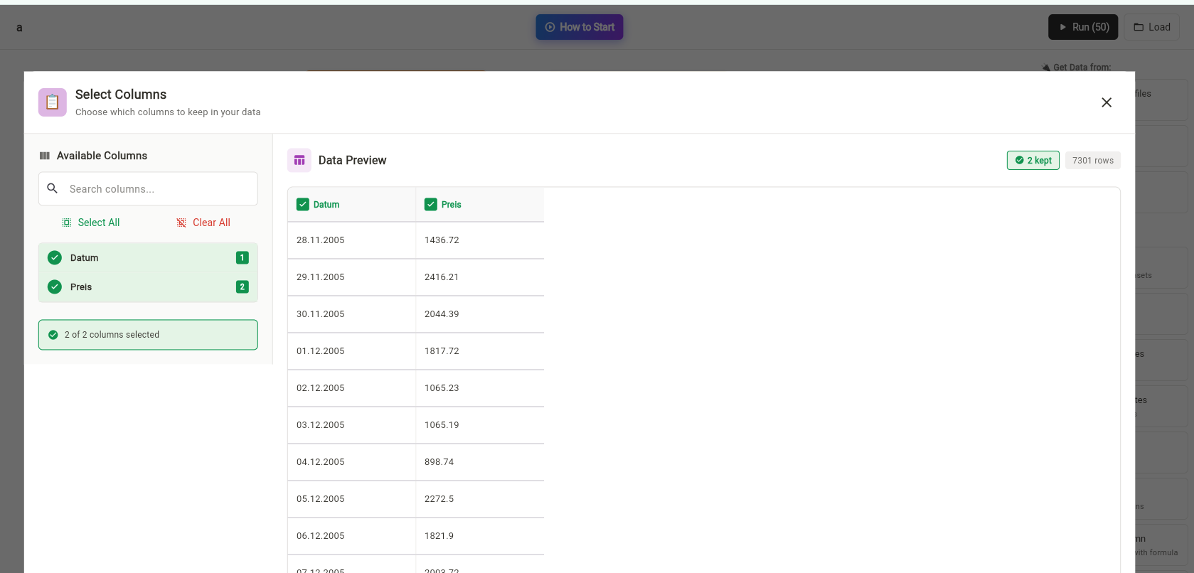 Configure Import Node with data